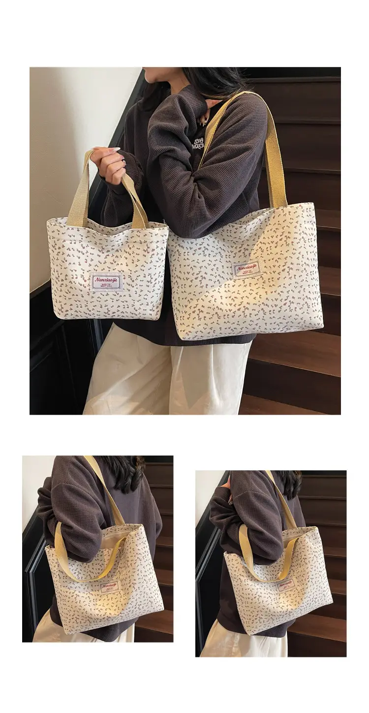 Korean Print Casual Tote Bag Large Capacity All Canvas — feature 4