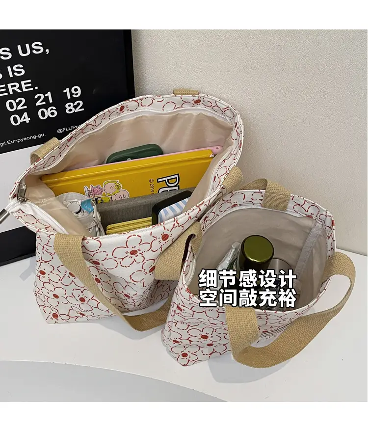 Korean Print Casual Tote Bag Large Capacity All Canvas — feature 8