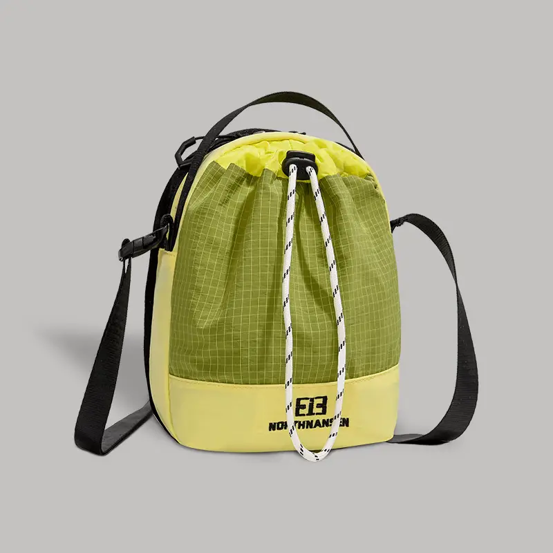 Fashionable Orange Brown Crossbody Phone Bag with Drawstring Closure - Image 6