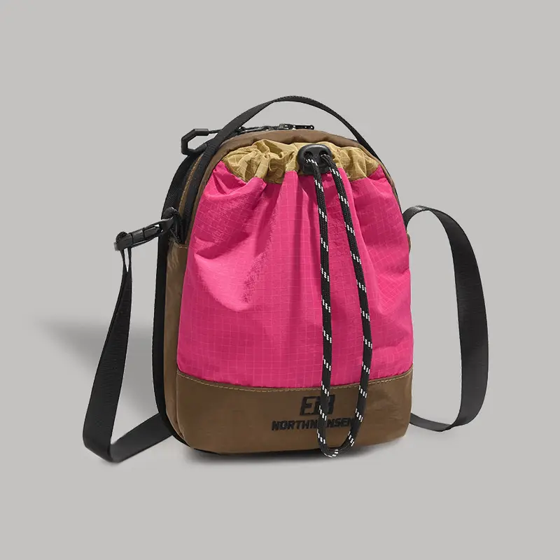 Fashionable Orange Brown Crossbody Phone Bag with Drawstring Closure - Image 8