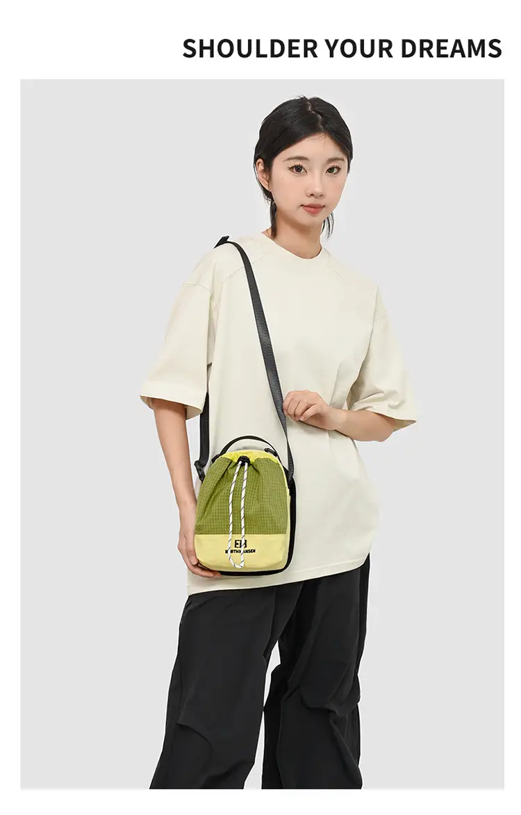 Fashionable Orange Brown Crossbody Phone Bag with Drawstring Closure — feature 11