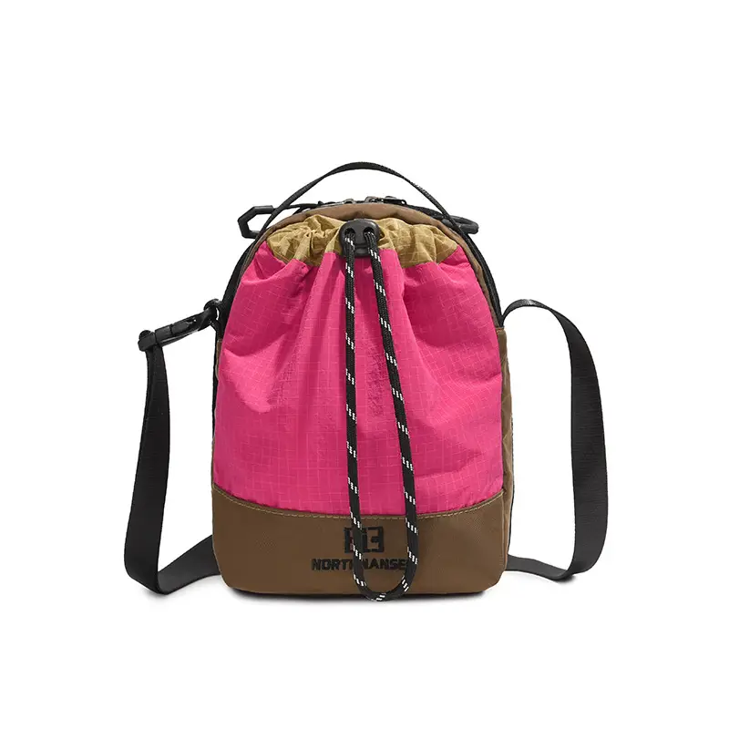 Fashionable Orange Brown Crossbody Phone Bag with Drawstring Closure - Image 4