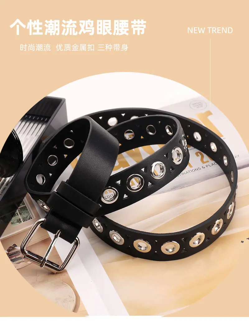 Punk Metal Hollow Belt for Women Black — feature 20