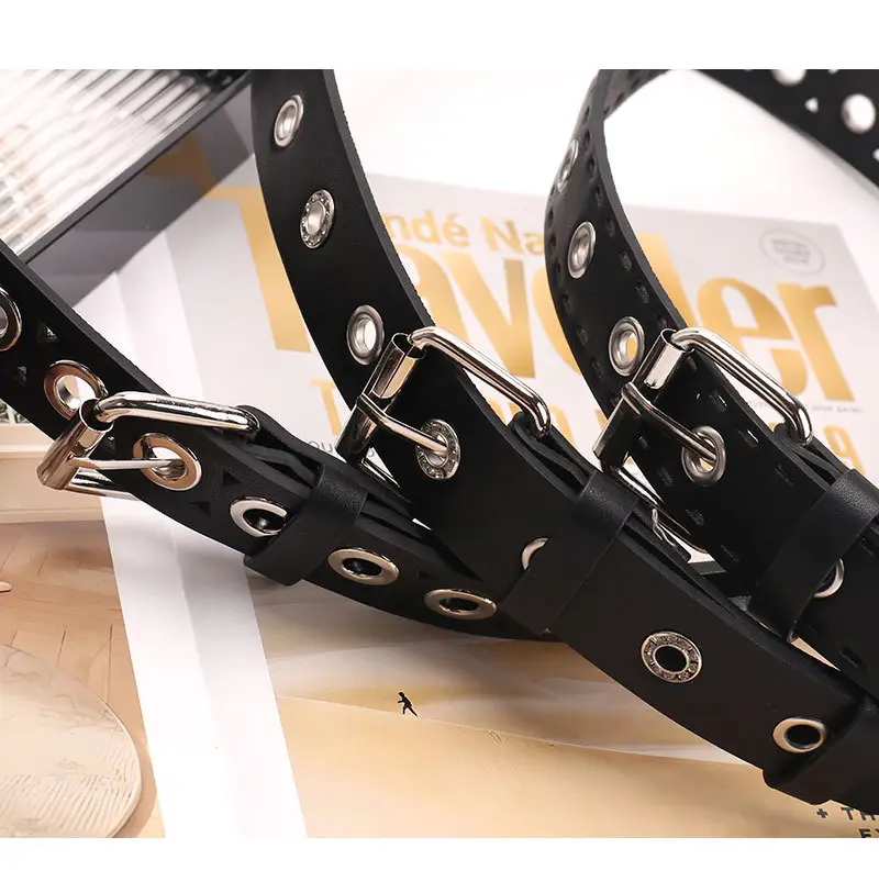 Punk Metal Hollow Belt for Women Black — feature 34