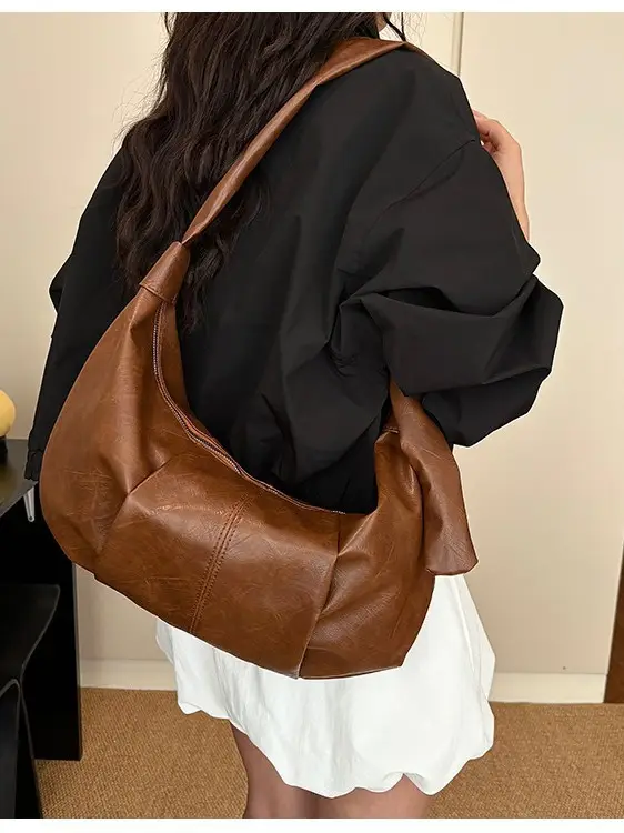 Brown Leather Crossbody Bag for Women Large Capacity - Image 6