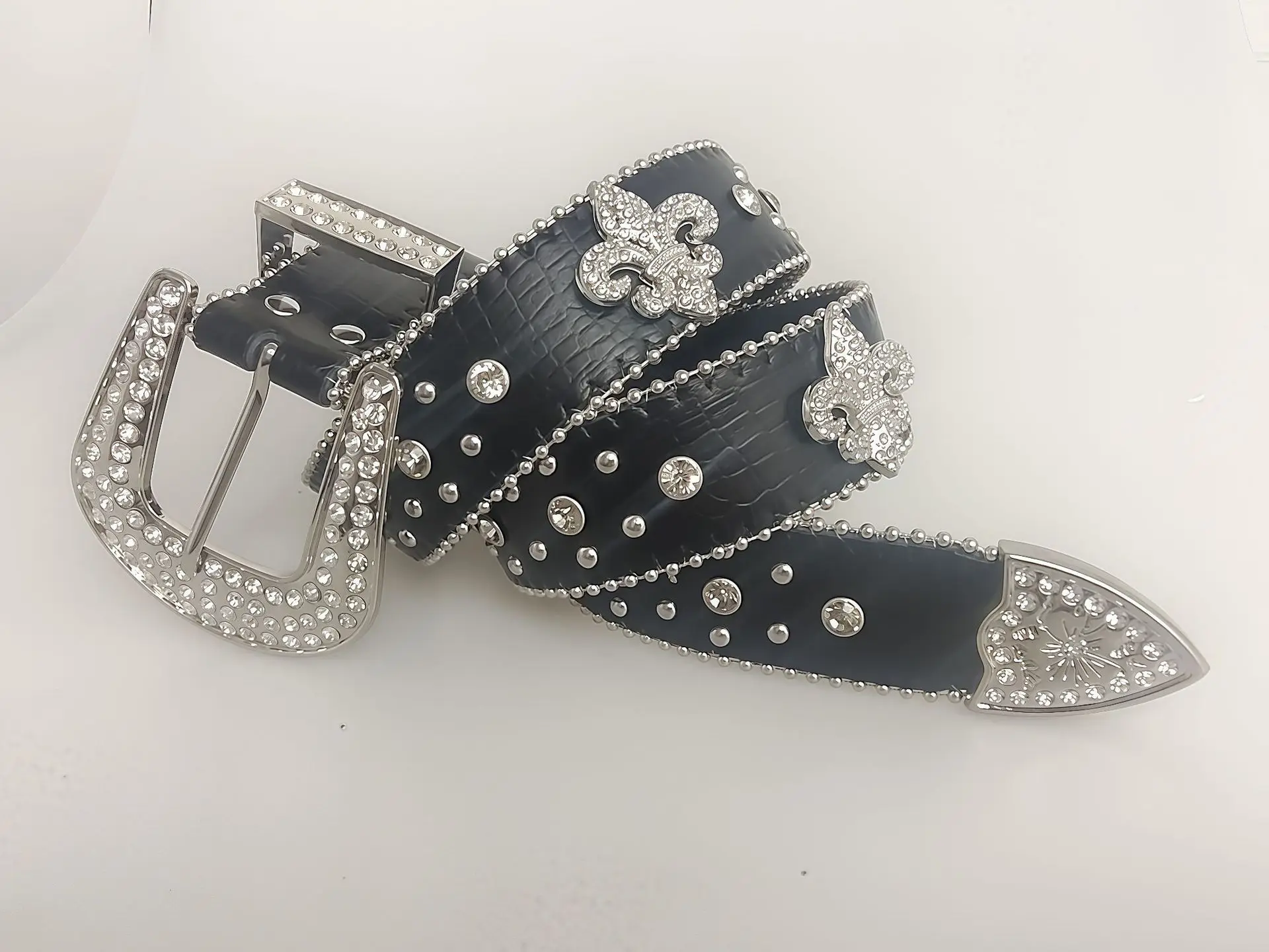Diamond Encrusted Black Belt Cross Mirror Hot Style — feature 5