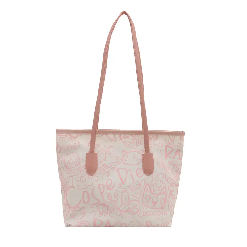 Women Graffiti Canvas Shoulder Bag Literary Large Capacity - Image 8