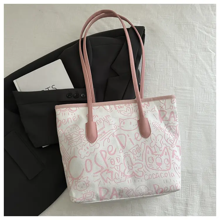 Women Graffiti Canvas Shoulder Bag Literary Large Capacity — feature 21