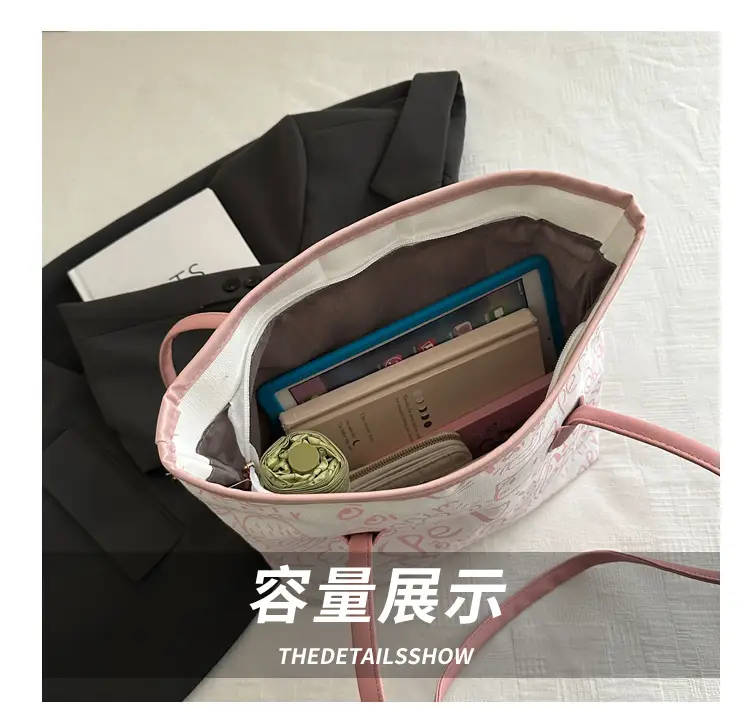 Women Graffiti Canvas Shoulder Bag Literary Large Capacity — feature 6