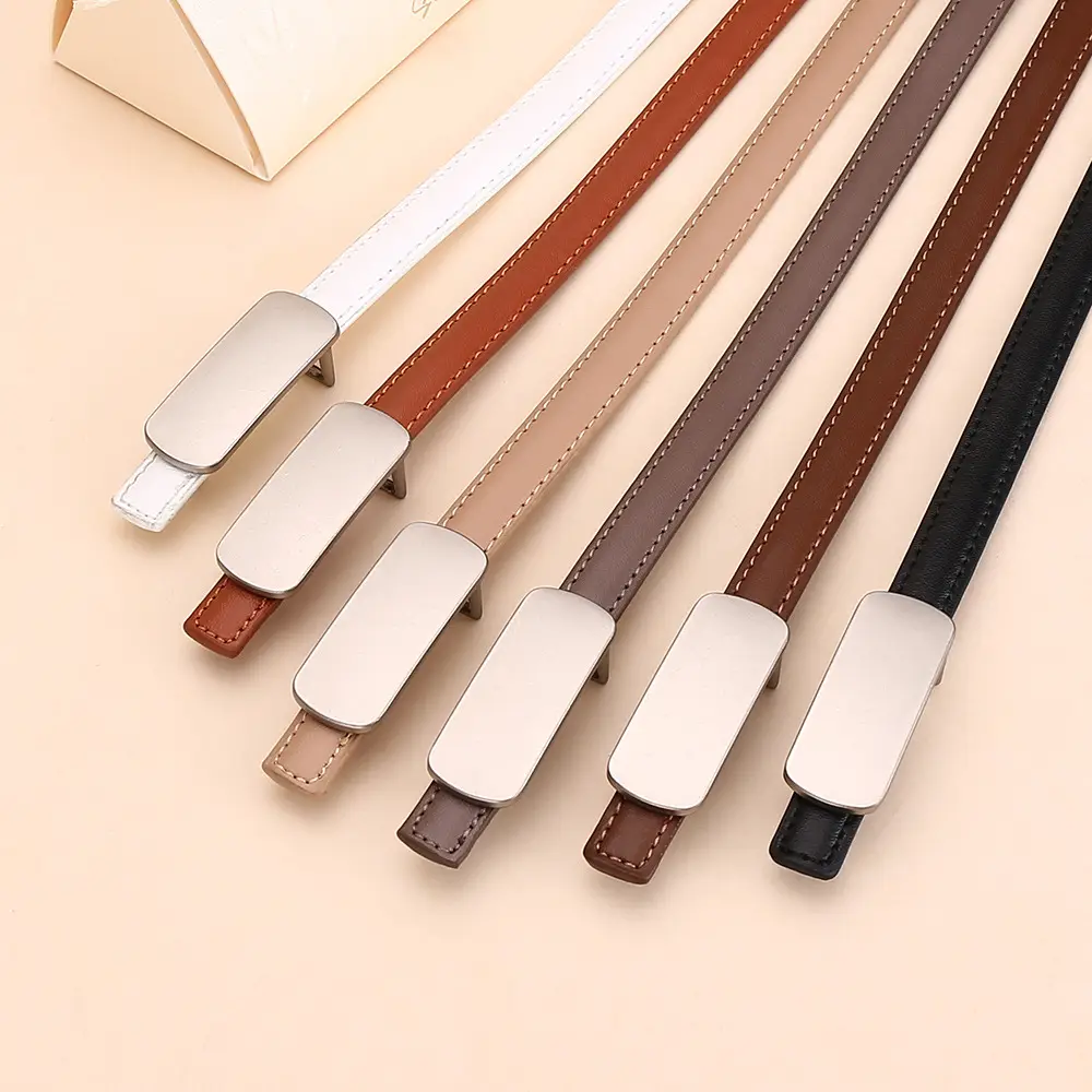 White Thin Fashion Belt for Women Business Suit - Image 22
