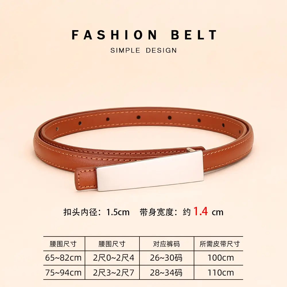 White Thin Fashion Belt for Women Business Suit - Image 11