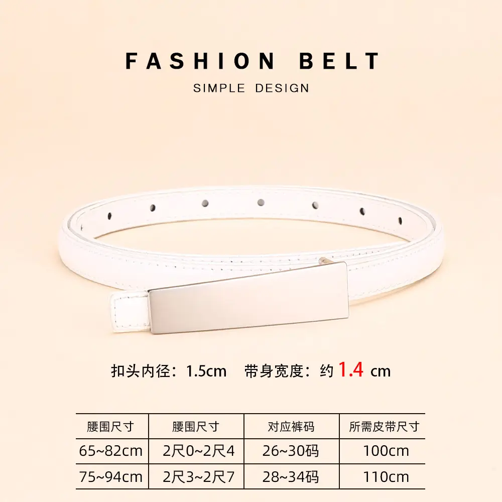 White Thin Fashion Belt for Women Business Suit - Image 12