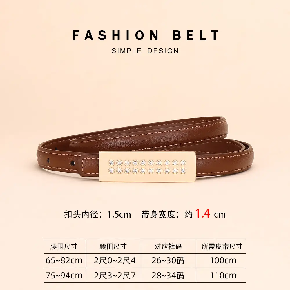 White Thin Fashion Belt for Women Business Suit - Image 14