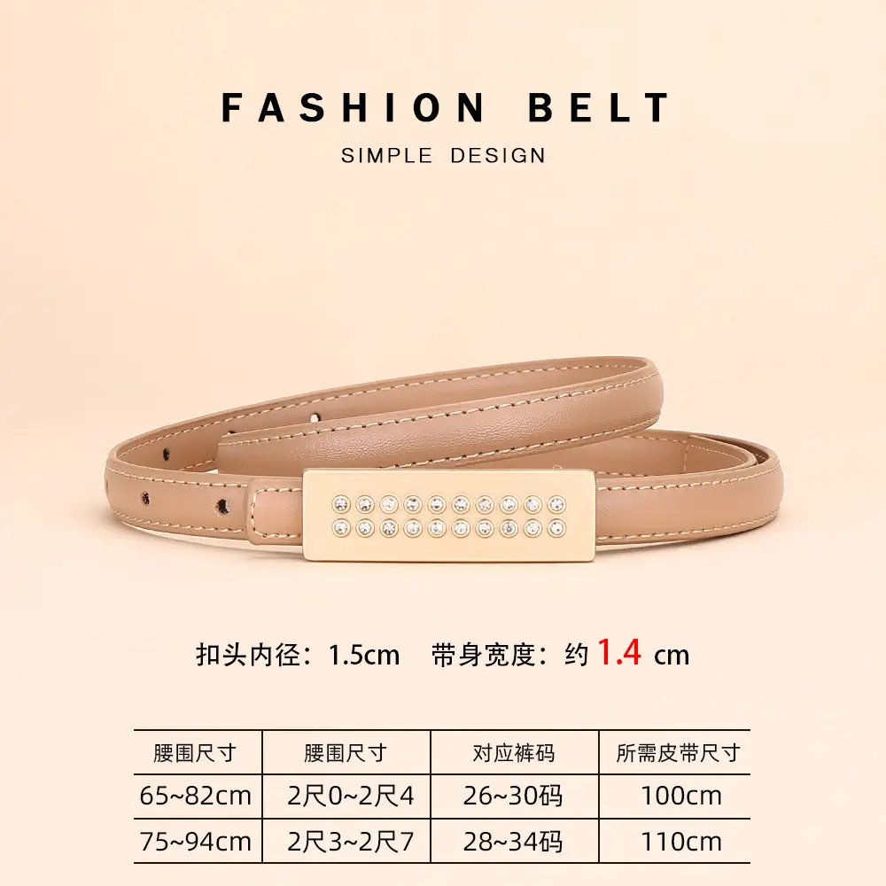 White Thin Fashion Belt for Women Business Suit - Image 16