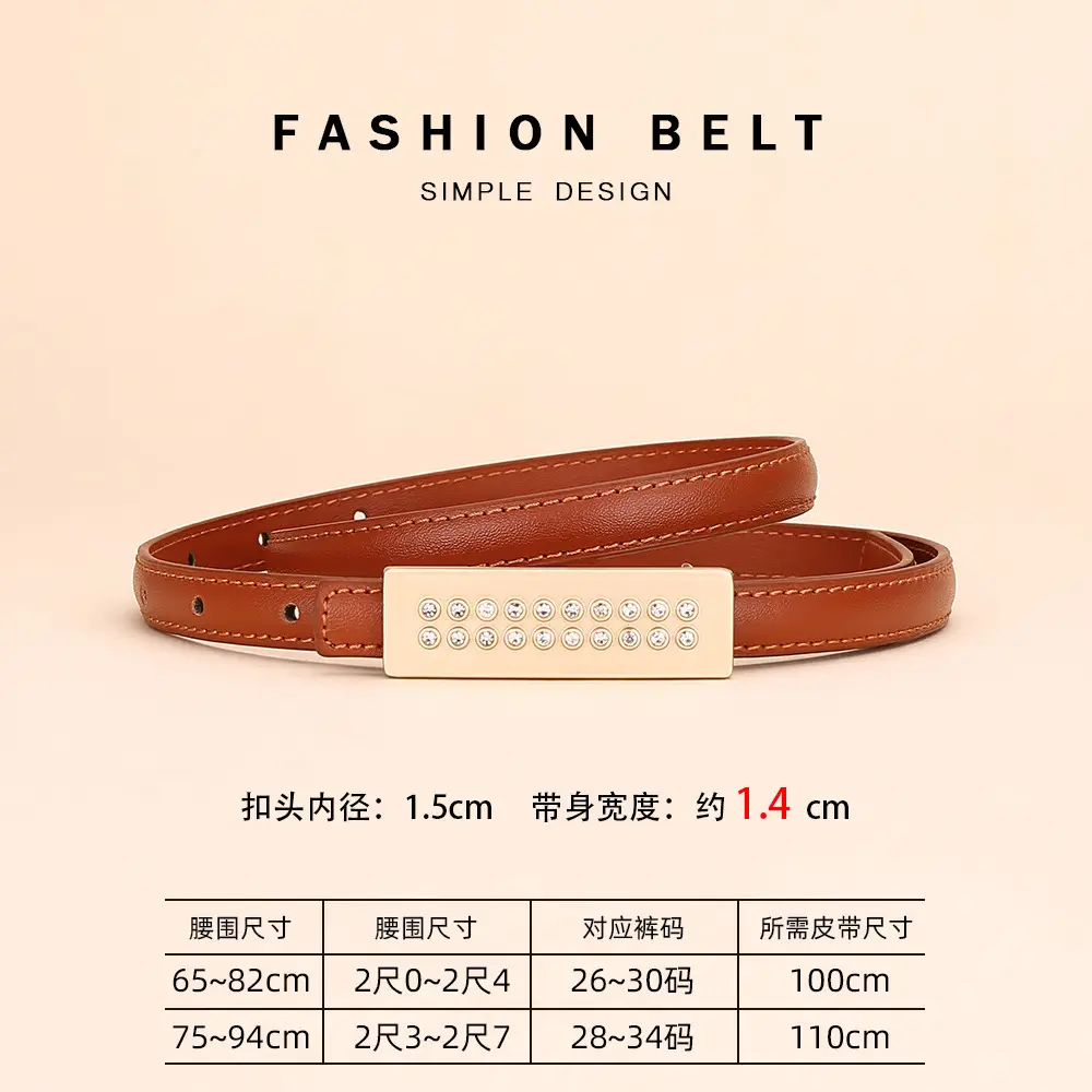 White Thin Fashion Belt for Women Business Suit - Image 17