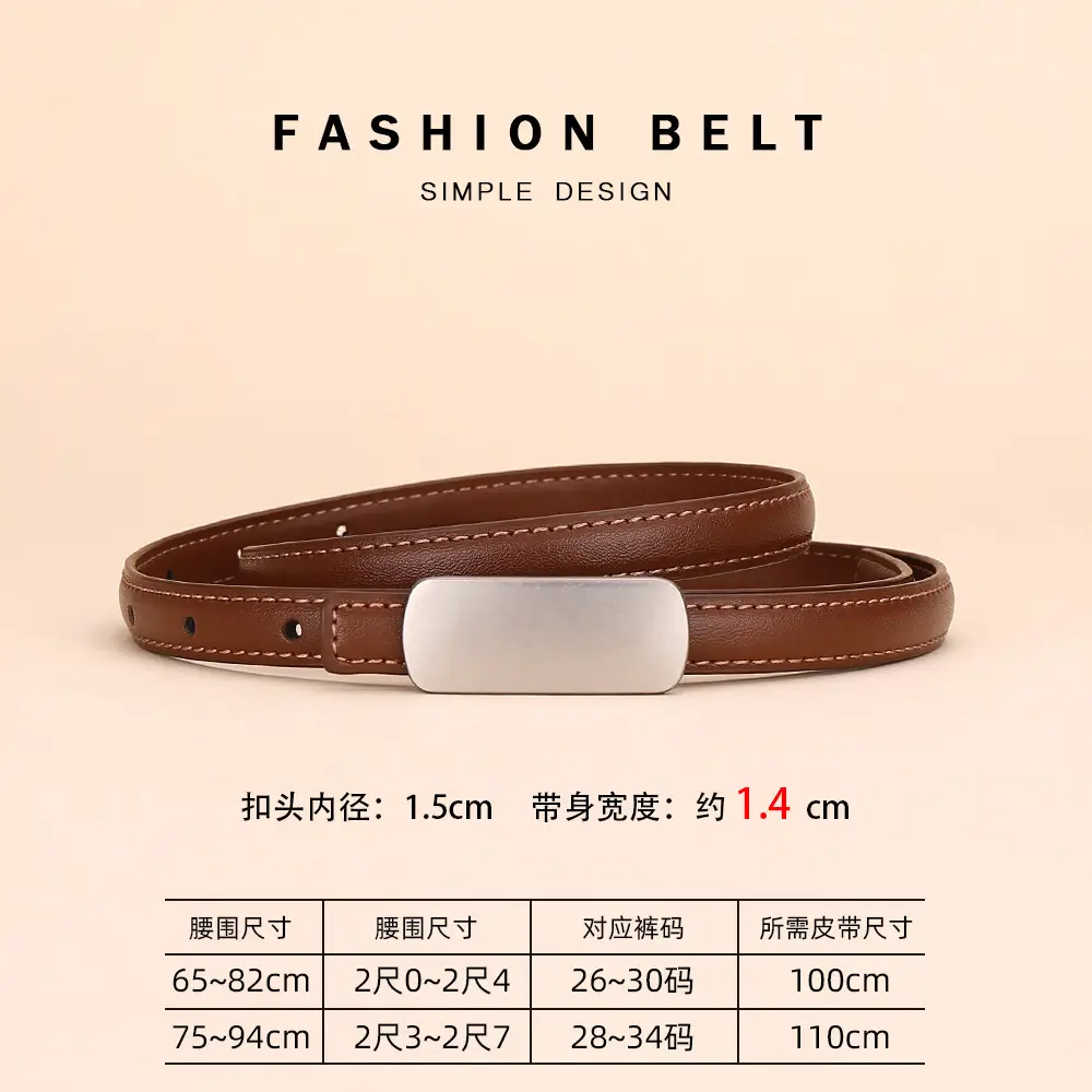 White Thin Fashion Belt for Women Business Suit - Image 2