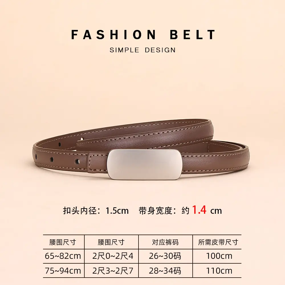 White Thin Fashion Belt for Women Business Suit - Image 3