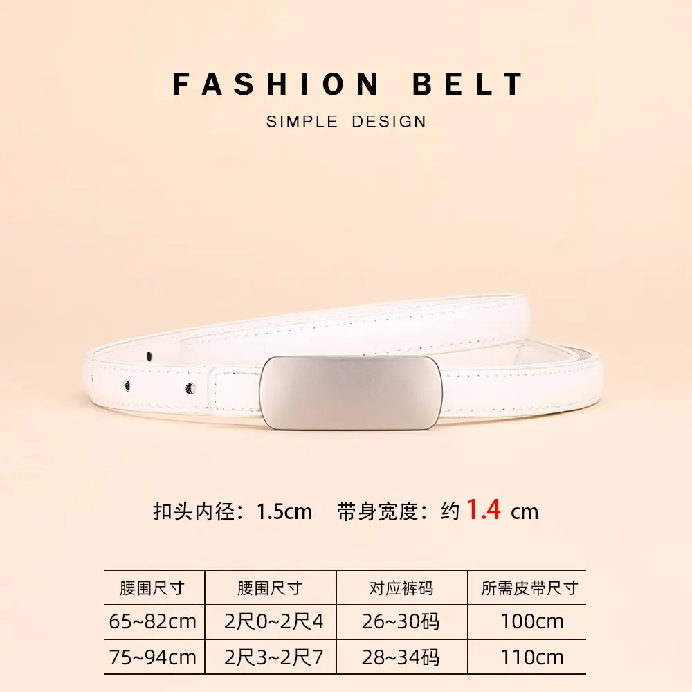 White Thin Fashion Belt for Women Business Suit - Image 6