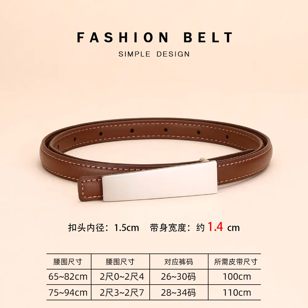 White Thin Fashion Belt for Women Business Suit - Image 8