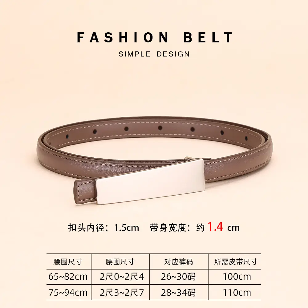 White Thin Fashion Belt for Women Business Suit - Image 9