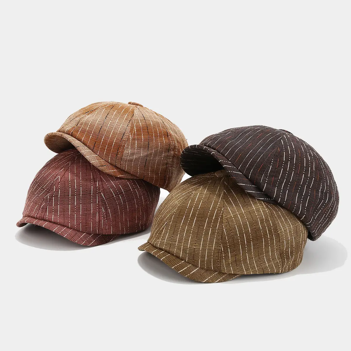 Japanese Striped Retro Forward Cap Women Spring Autumn Summer Outdoor Fashion All-match Cap British Beret Men - Image 7