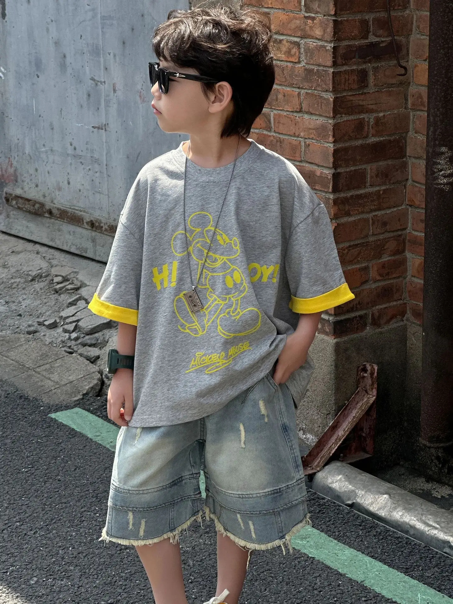 Boys Navy Hi Furry Bear T-Shirt Shorts Set