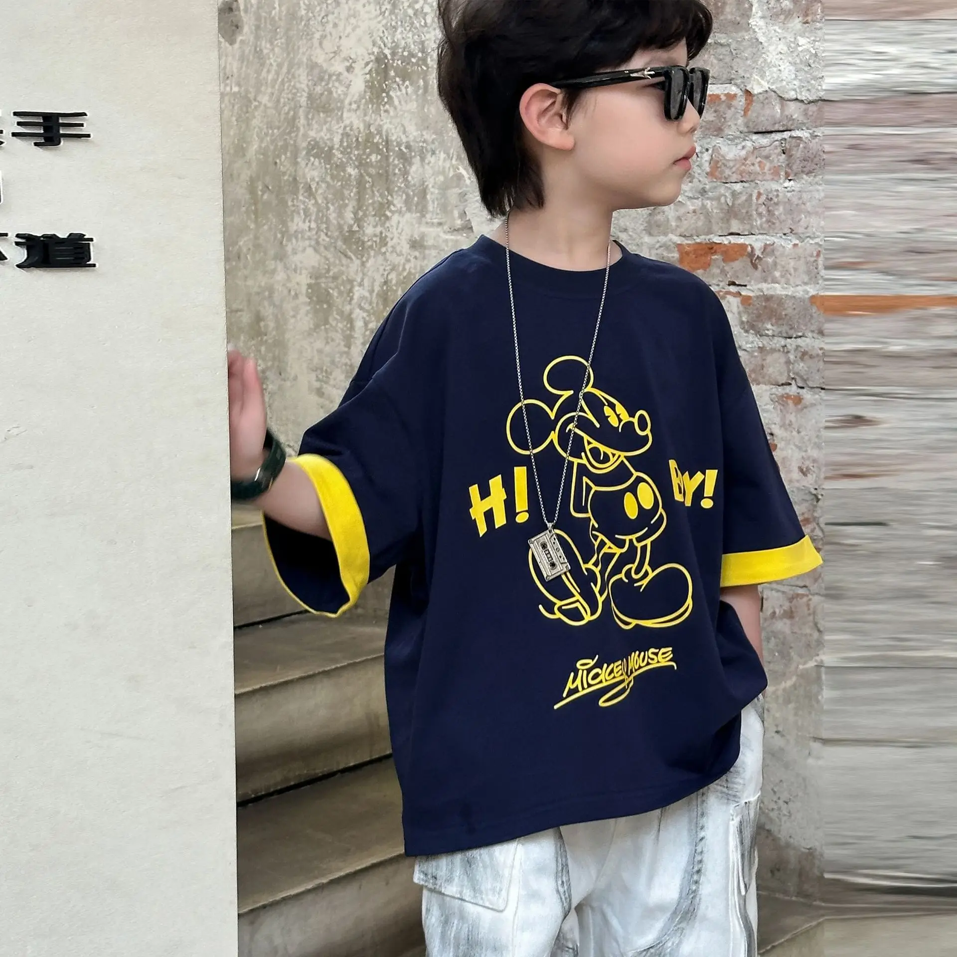 Boys Navy Hi Furry Bear T-Shirt Shorts Set — feature 10
