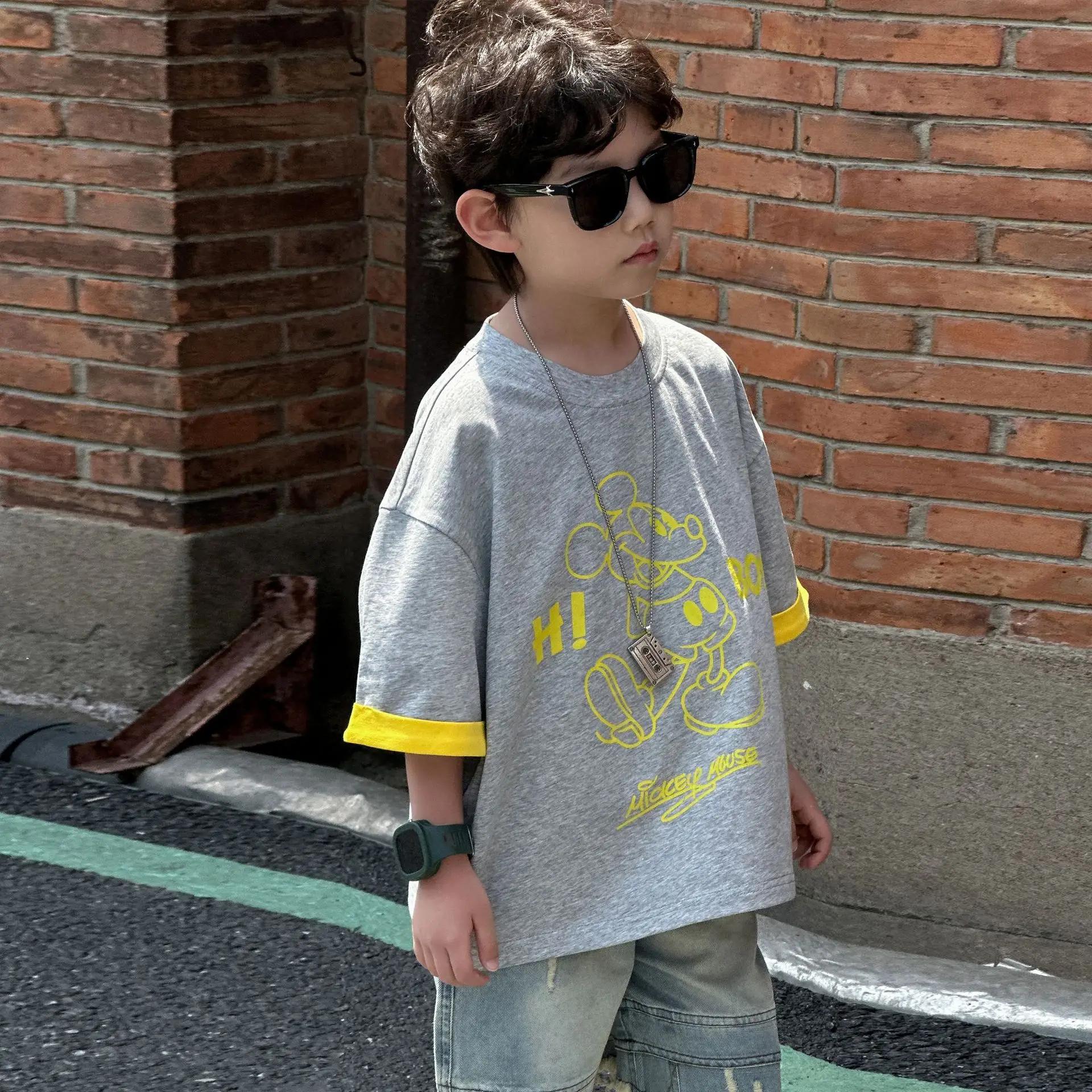 Boys Navy Hi Furry Bear T-Shirt Shorts Set — feature 18