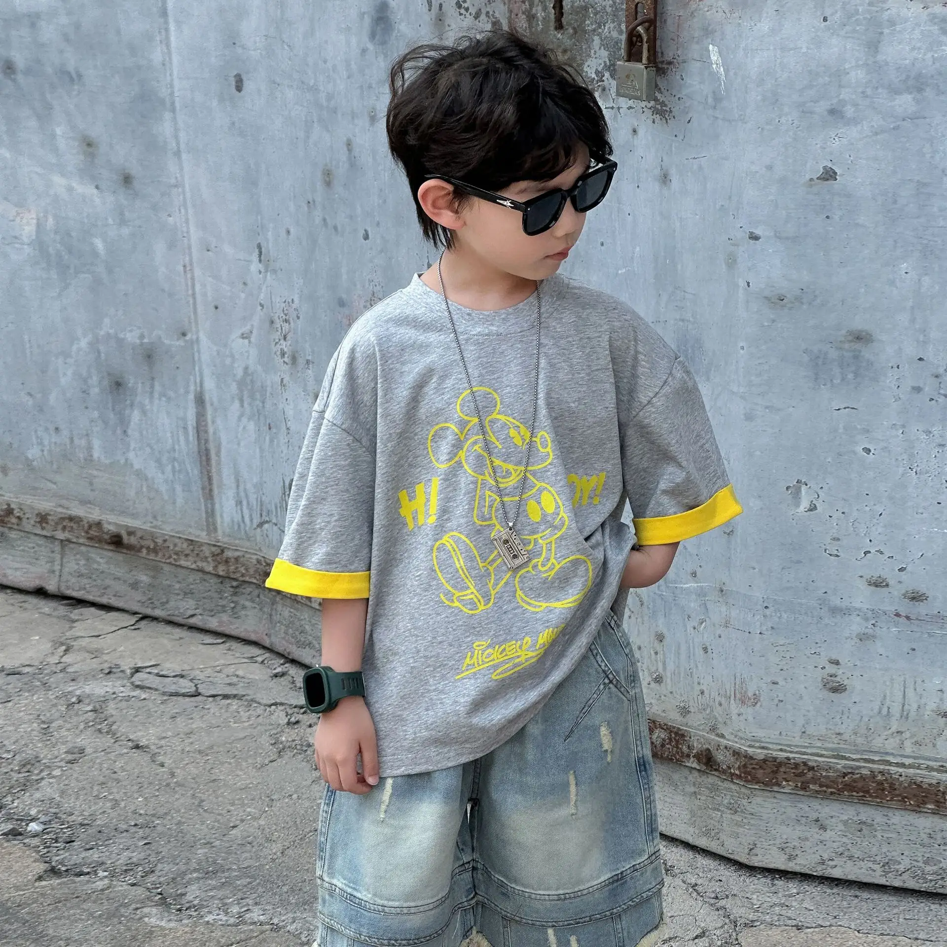 Boys Navy Hi Furry Bear T-Shirt Shorts Set — feature 7