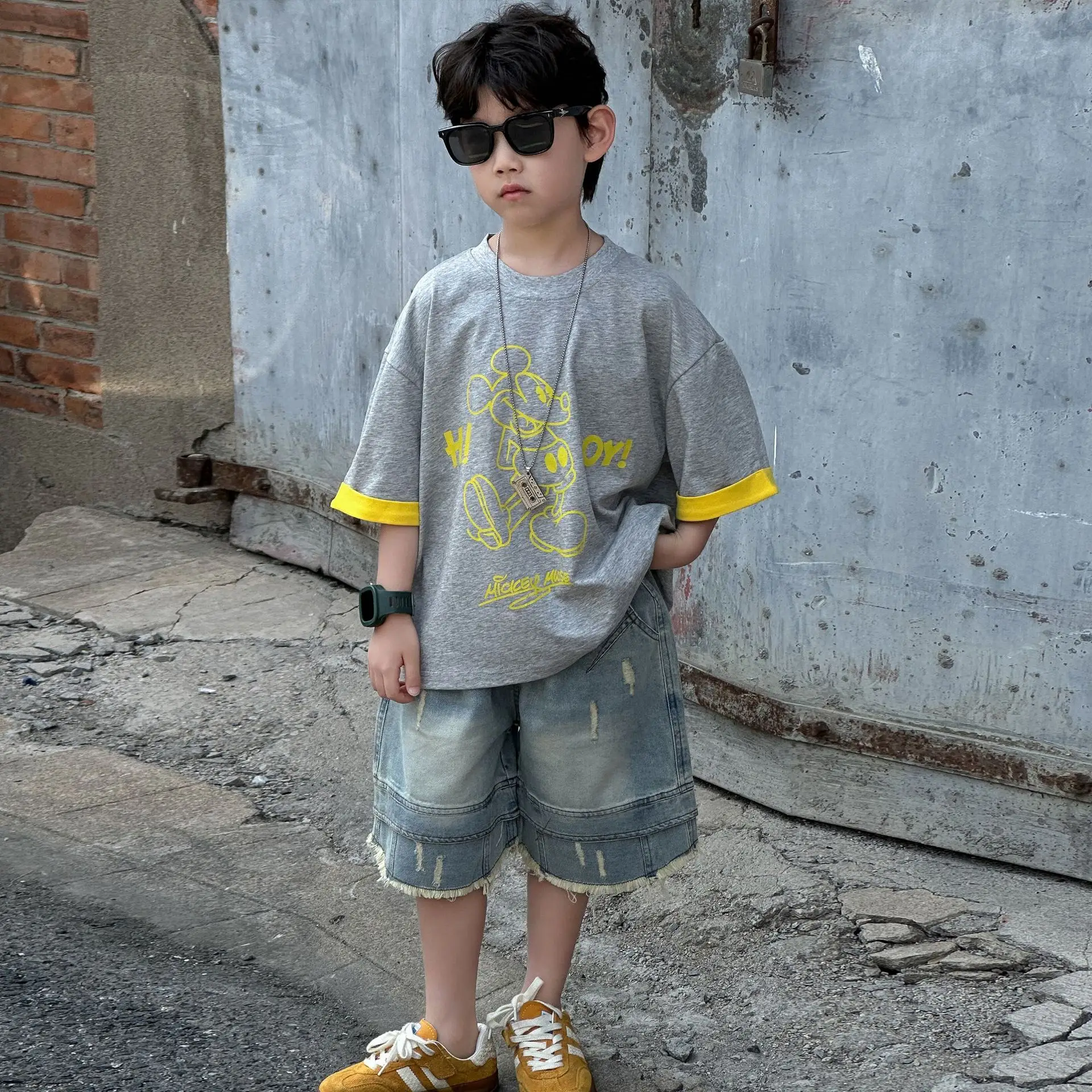 Boys Navy Hi Furry Bear T-Shirt Shorts Set — feature 8
