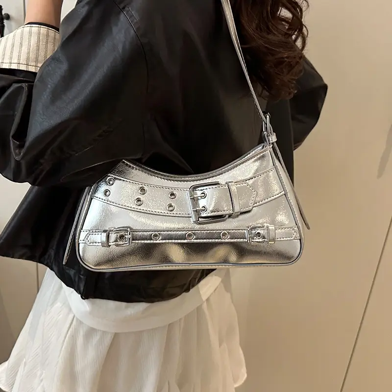 2025 Women's Rivet Style Shoulder Bag with Cool Finish - Image 6
