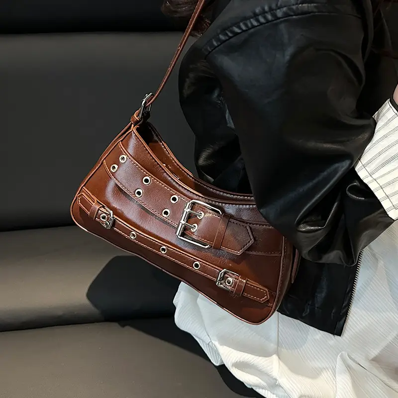 2025 Women's Rivet Style Shoulder Bag with Cool Finish - Image 8