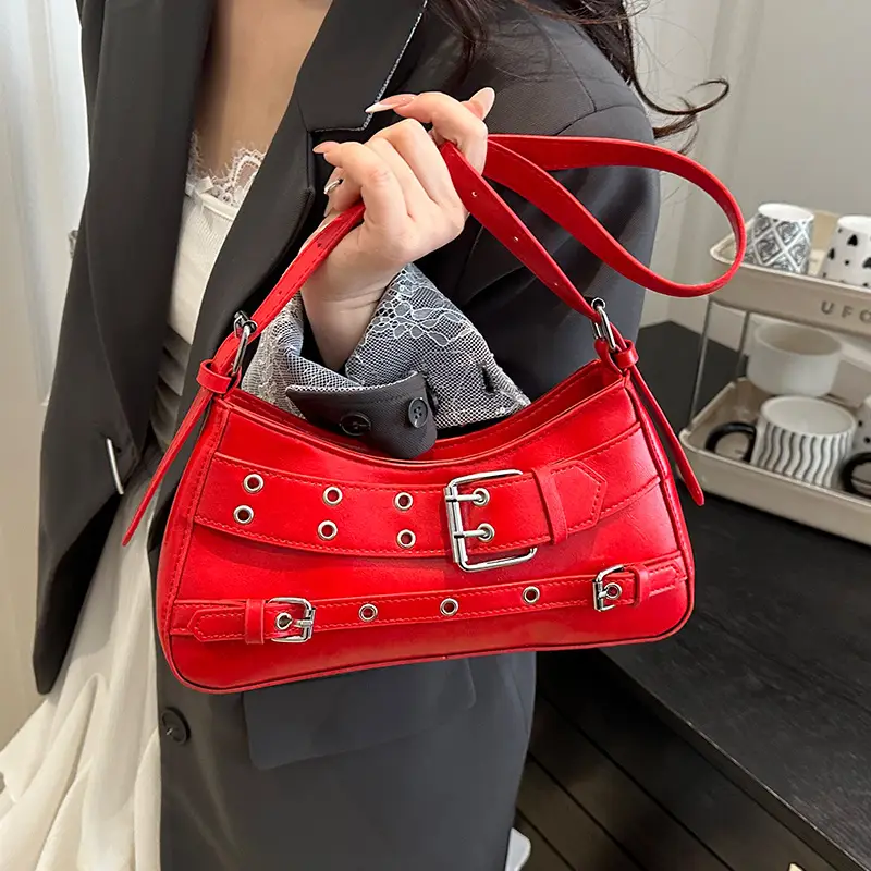 2025 Women's Rivet Style Shoulder Bag with Cool Finish - Image 9