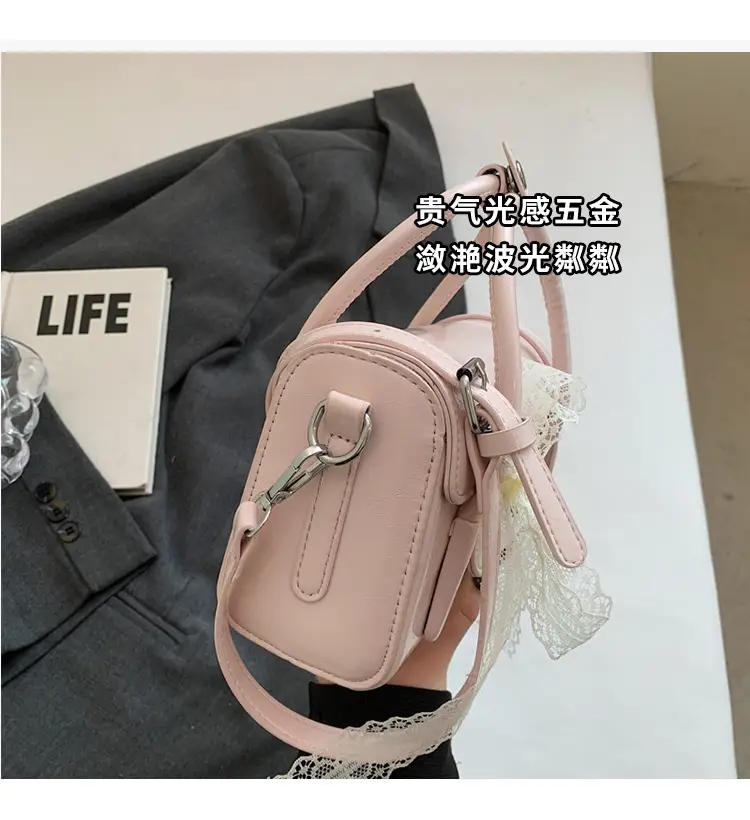 Women Retro Satchel Shoulder Bag Pink Leather 2025 — feature 6
