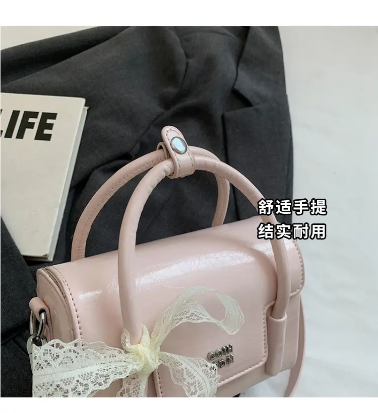 Women Retro Satchel Shoulder Bag Pink Leather 2025 — feature 8