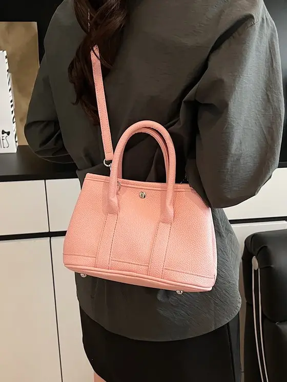 White Leather Hand-Carrying Bucket Bag for Women - Image 10