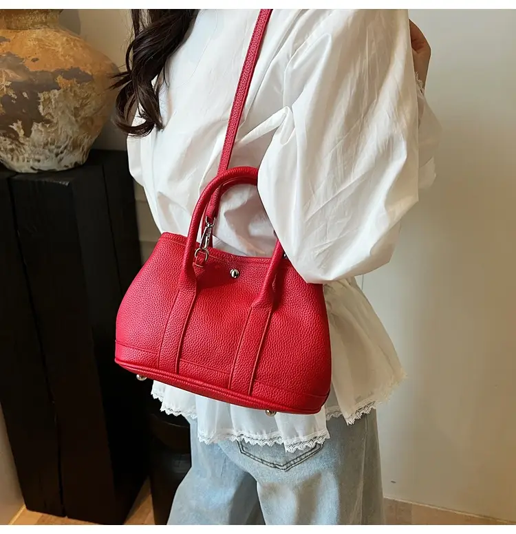 White Leather Hand-Carrying Bucket Bag for Women — feature 28