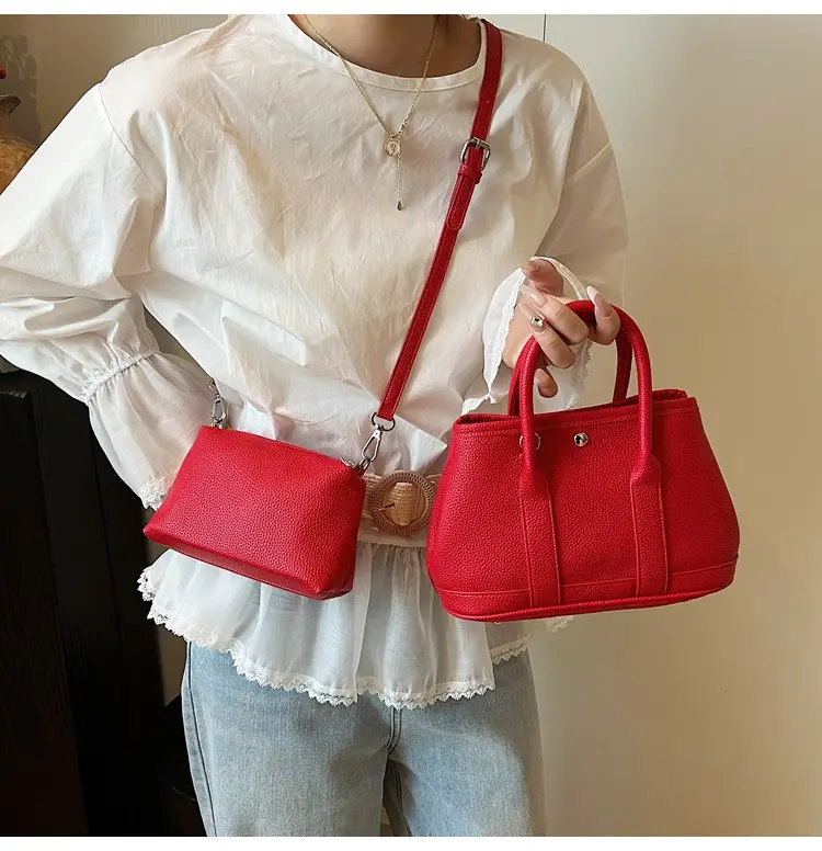 White Leather Hand-Carrying Bucket Bag for Women — feature 29
