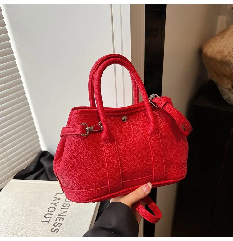 White Leather Hand-Carrying Bucket Bag for Women — feature 46