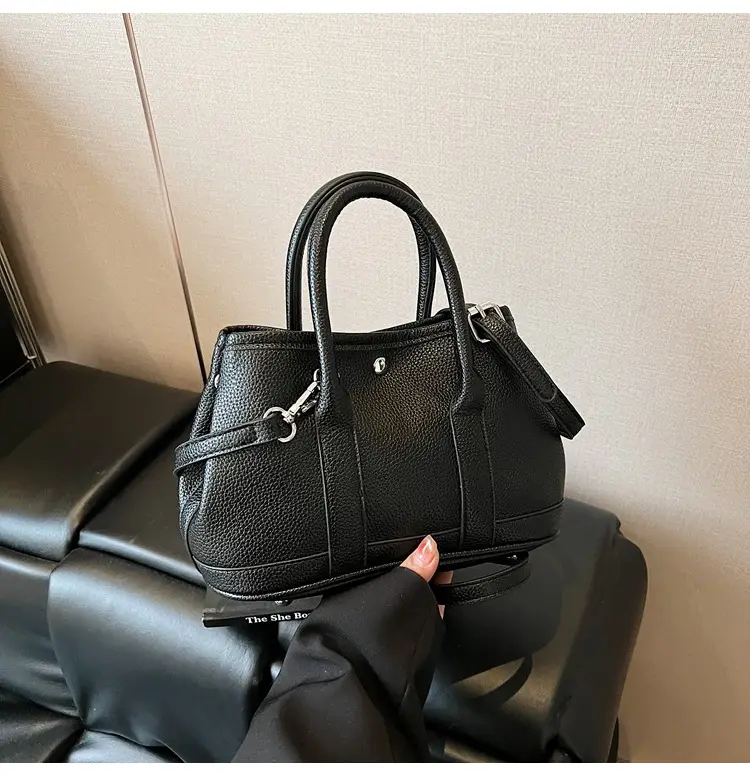 White Leather Hand-Carrying Bucket Bag for Women — feature 50