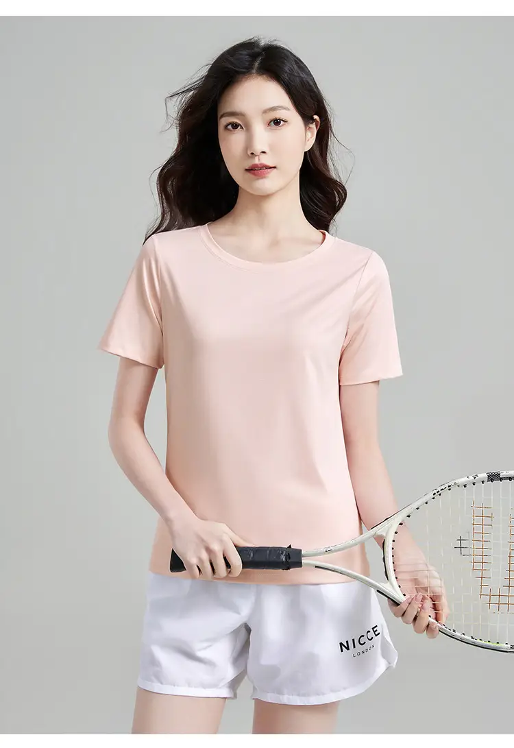 Outdoor Sports Quick-drying Clothes Summer Cool Quick-drying T-shirt Women's Round Neck Loose Short-sleeved Running Fitness Top Breathable — feature 29