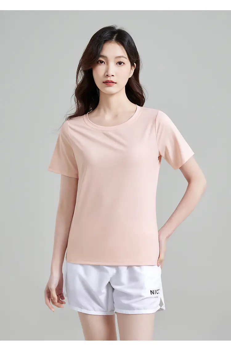 Outdoor Sports Quick-drying Clothes Summer Cool Quick-drying T-shirt Women's Round Neck Loose Short-sleeved Running Fitness Top Breathable — feature 30