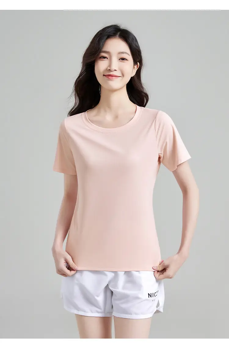 Outdoor Sports Quick-drying Clothes Summer Cool Quick-drying T-shirt Women's Round Neck Loose Short-sleeved Running Fitness Top Breathable — feature 31
