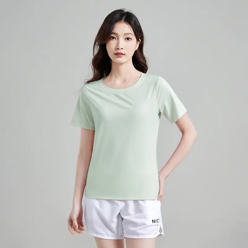 Outdoor Sports Quick-drying Clothes Summer Cool Quick-drying T-shirt Women's Round Neck Loose Short-sleeved Running Fitness Top Breathable