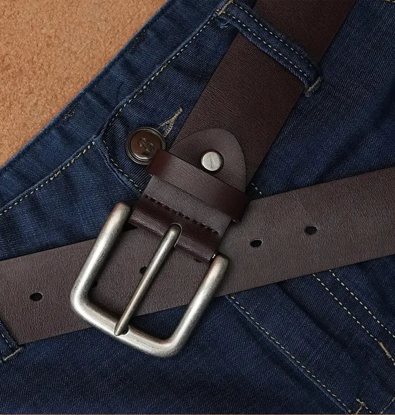 Men's Leather Belt with Pin Buckle Casual Business — feature 12