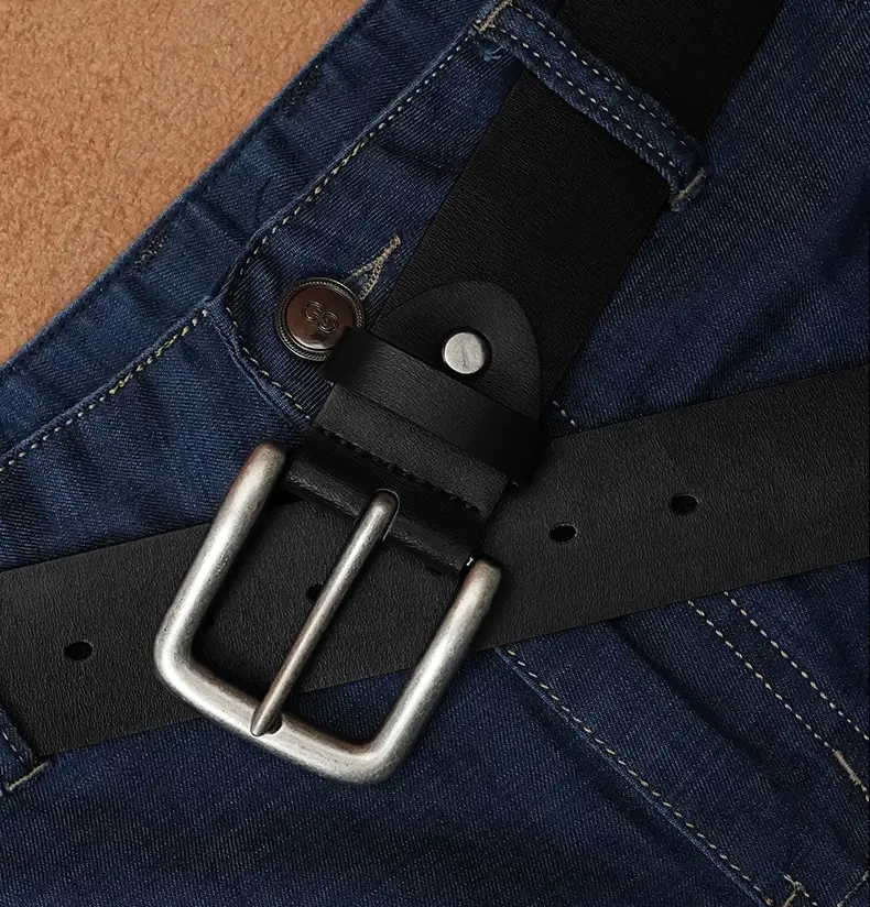 Men's Leather Belt with Pin Buckle Casual Business — feature 14