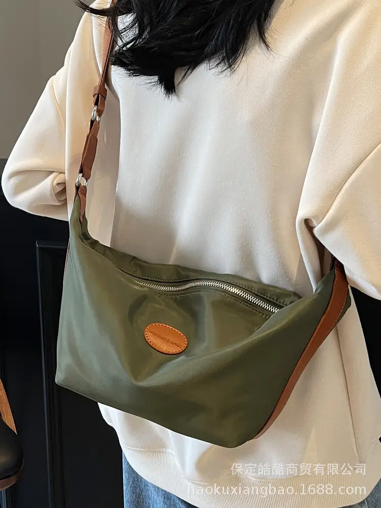 Women's Large Capacity Crossbody Bag White Leather Accents - Image 2