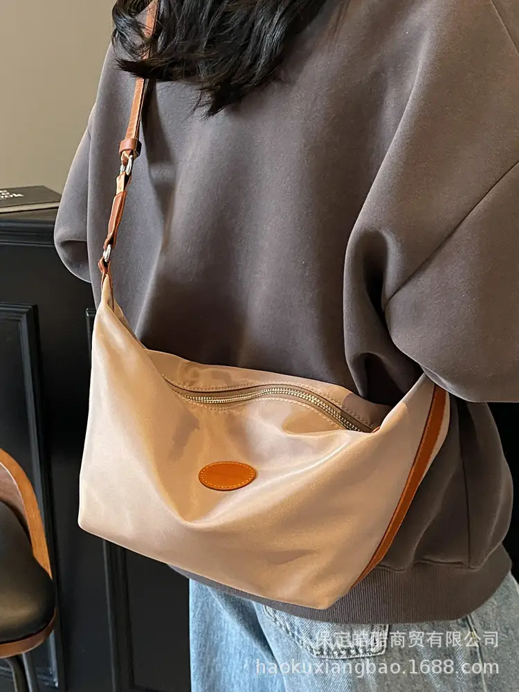 Women's Large Capacity Crossbody Bag White Leather Accents - Image 4