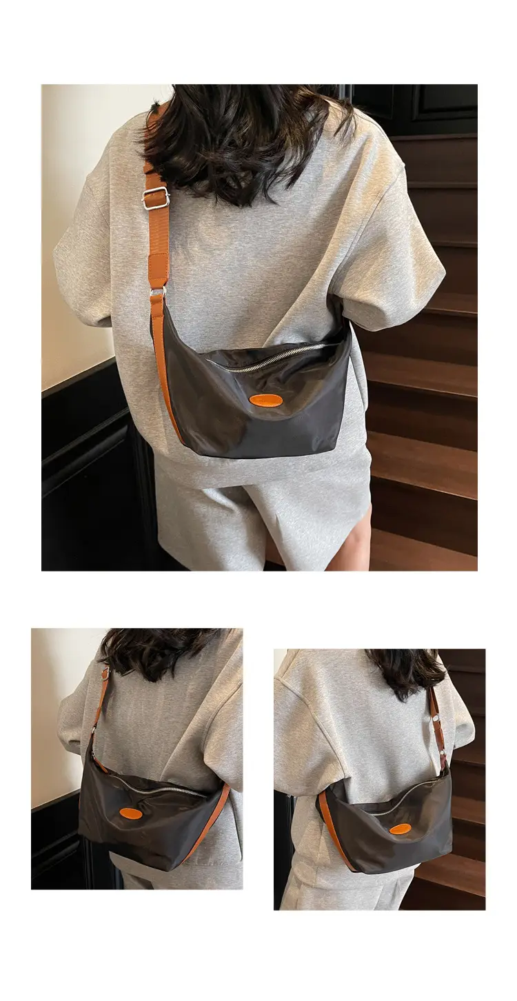 Women's Large Capacity Crossbody Bag White Leather Accents — feature 12