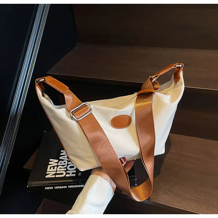 Women's Large Capacity Crossbody Bag White Leather Accents — feature 22